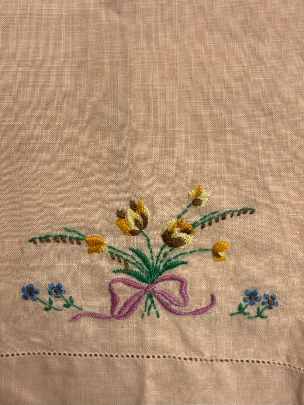Vintage pink embroidered tea towels